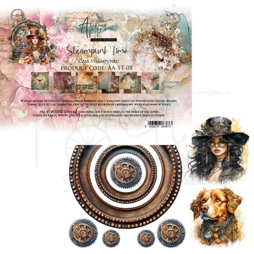 Zestaw papierów do scrapbookingu 20x20 Steampunk Time AA-ST-08 Alchemy of Art