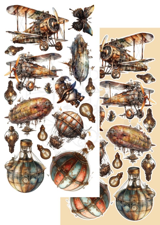 Zestaw papierów 15x30 dodatki do samodzielnego wycięcia Steampunk Time AA-ST-10 Alchemy of Art
