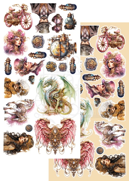 Zestaw papierów 15x30 dodatki do samodzielnego wycięcia Steampunk Time AA-ST-10 Alchemy of Art