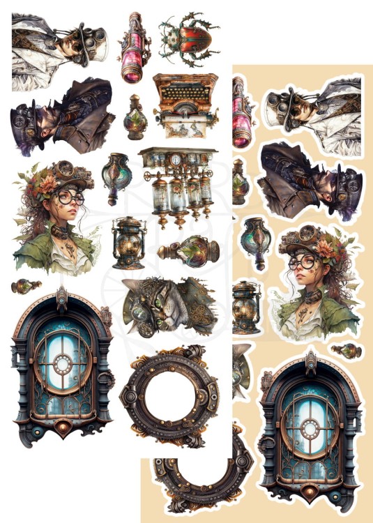 Zestaw papierów 15x30 dodatki do samodzielnego wycięcia Steampunk Time AA-ST-10 Alchemy of Art
