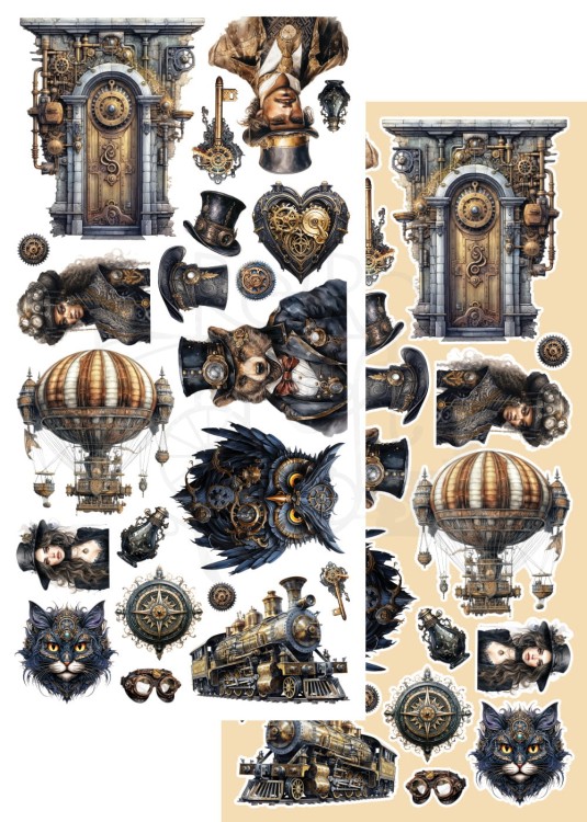 Zestaw papierów 15x30 dodatki do samodzielnego wycięcia Steampunk Time AA-ST-10 Alchemy of Art