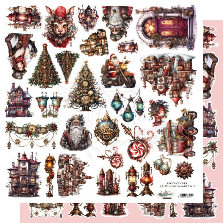 Papier 30x30 dodatki do samodzielnego wycięcia Steampunk Time AA-ST-CHRISTMAS-01 Alchemy of Art