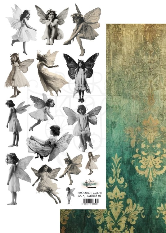 Papier 15x30 dodatki do samodzielnego wycięcia Art Journal Wróżki AA-AJ-FAIRIES-01 Alchemy of Art