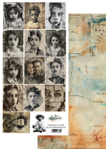 Papier 15x30 dodatki do samodzielnego wycięcia Art Journal Portrety AA-AJ-PORTRAITS-01 Alchemy of Art