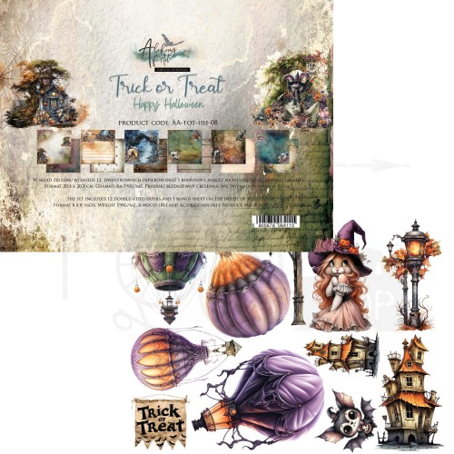 Zestaw papierów do scrapbookingu 20x20 Trick or Treat - Happy Halloween AA-TOT-HH-08 Alchemy of Art