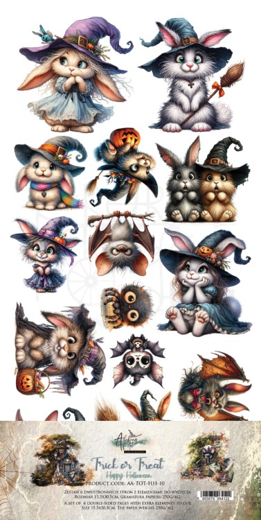 Zestaw papierów 15x30 dodatki do samodzielnego wycięcia Trick or Treat - Happy Halloween AA-TOT-HH-10 Alchemy of Art