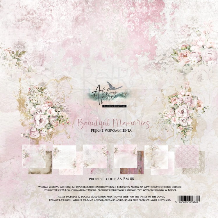 Zestaw papierów do scrapbookingu 20x20 Beautiful Memories AA-BM-08 Alchemy of Art