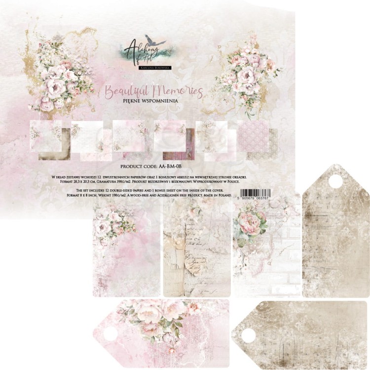Zestaw papierów do scrapbookingu 20x20 Beautiful Memories AA-BM-08 Alchemy of Art