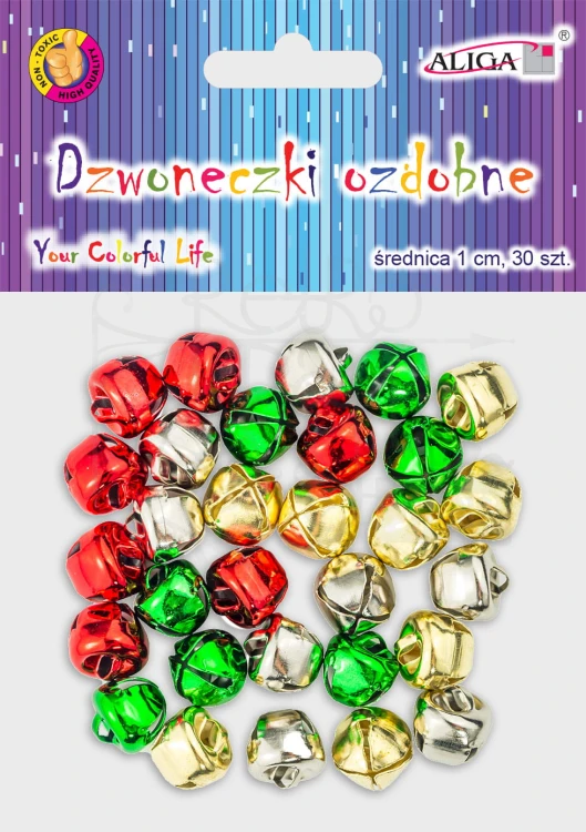 Dzwoneczki ozdobne mix kolorów 10mm 30 szt