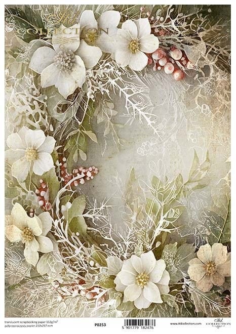 Pergamin do scrapbookingu A4 Zimowy bukiet P0253 ITD Collection