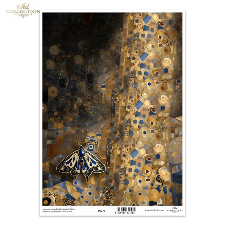Pergamin do scrapbookingu A4 Inspired by Klimt - ważki i motyle P0273 ITD Collection