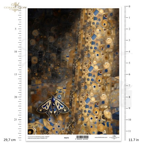 Pergamin do scrapbookingu A4 Inspired by Klimt - ważki i motyle P0273 ITD Collection