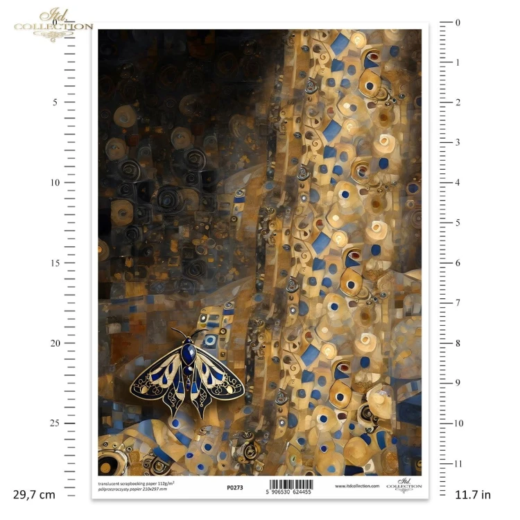 Pergamin do scrapbookingu A4 Inspired by Klimt - ważki i motyle P0273 ITD Collection