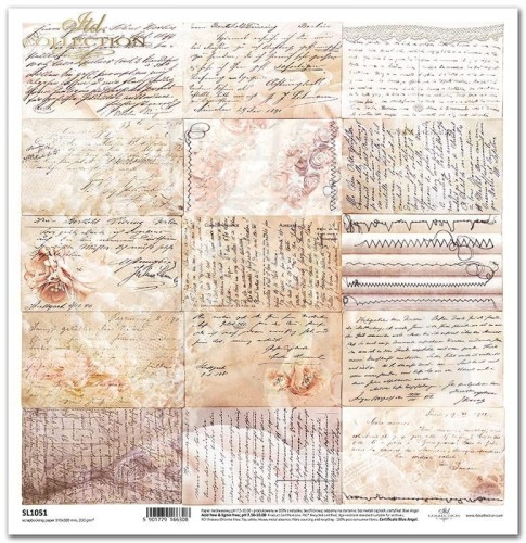 Papier do scrapbookingu 30x30 Ulotne Chwile - stare pismo SL1051 ITD Collection