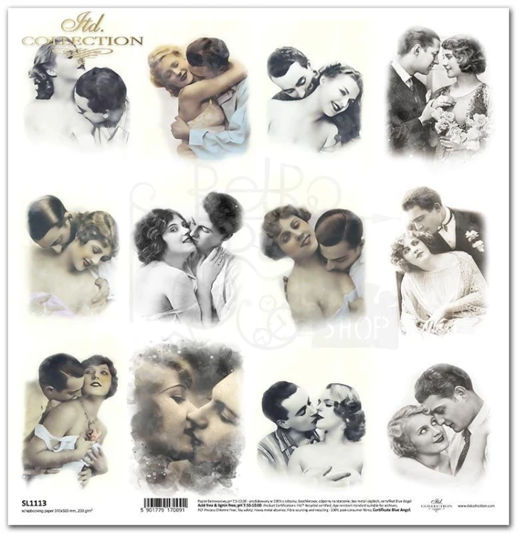 Papier do scrapbookingu 30x30 Zakochani retro SL1113 ITD Collection