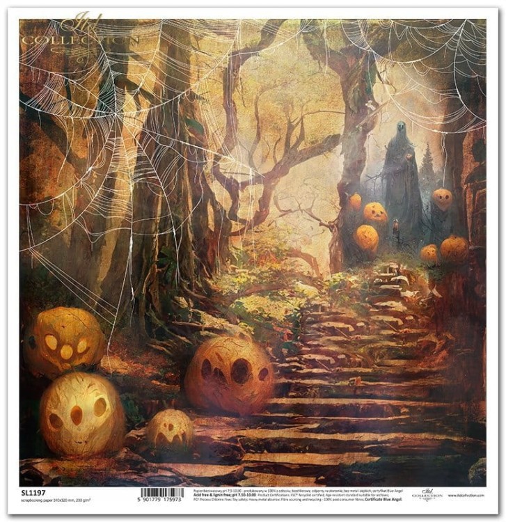 Papier do scrapbookingu 30x30 Halloween - tajemniczy las SL1197 ITD Collection