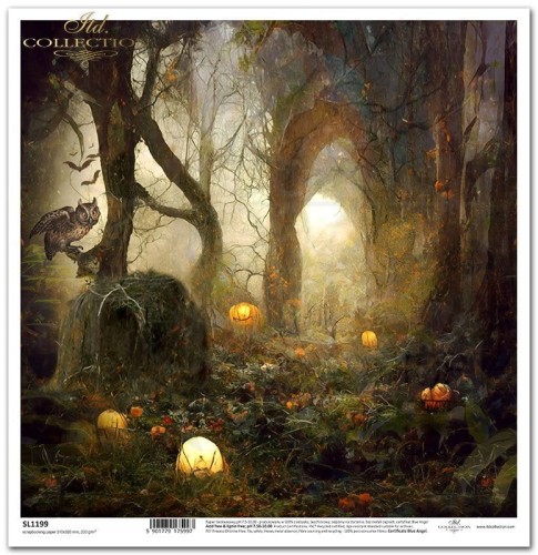 Papier do scrapbookingu 30x30 Halloween - tajemniczy las SL1199 ITD Collection