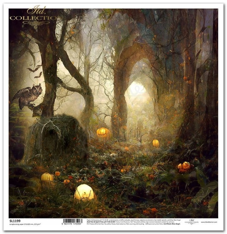 Papier do scrapbookingu 30x30 Halloween - tajemniczy las SL1199 ITD Collection