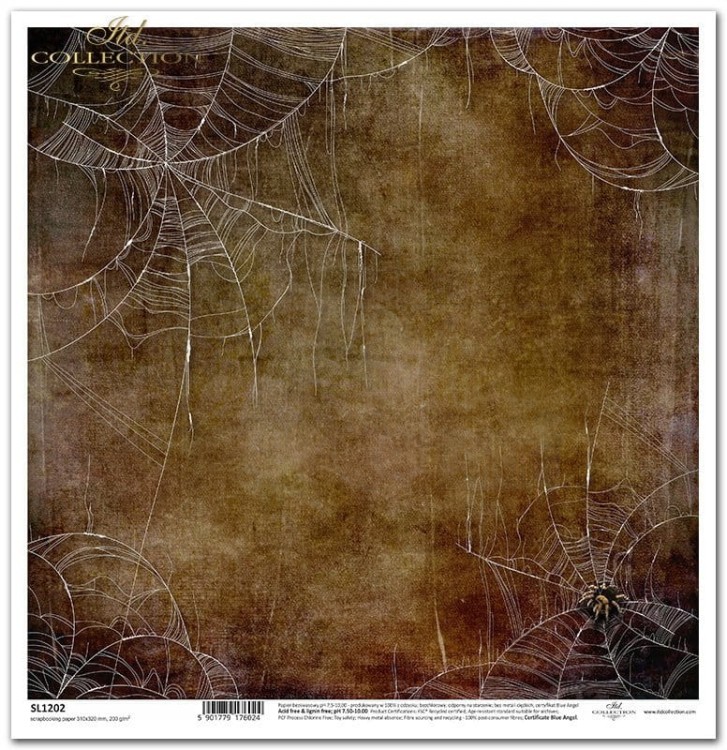 Papier do scrapbookingu 30x30 Halloween - pajęczyna SL1202 ITD Collection