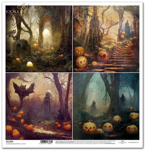 Papier do scrapbookingu 30x30 Halloween - tajemniczy las SL1203 ITD Collection