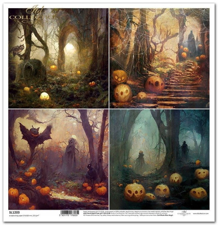 Papier do scrapbookingu 30x30 Halloween - tajemniczy las SL1203 ITD Collection