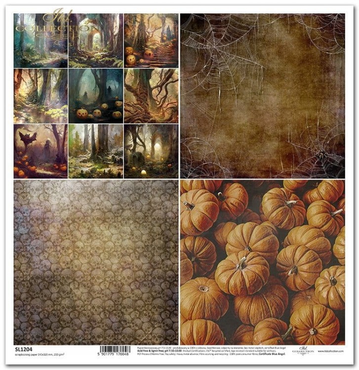 Papier do scrapbookingu 30x30 Halloween - tajemniczy las SL1204 ITD Collection