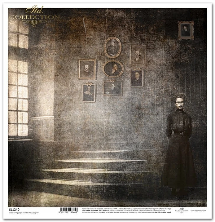 Papier do scrapbookingu 30x30 Gothic Stories - galeria portretów i kobieta. SL1240 ITD Collection
