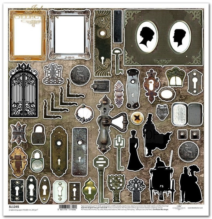 Papier do scrapbookingu 30x30 Gothic Stories - elementy do wycinania SL1245 ITD Collection