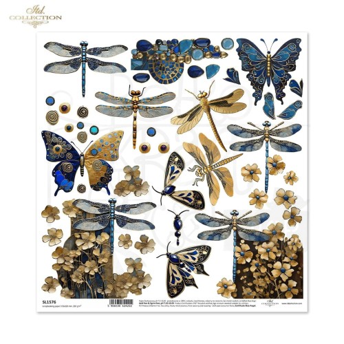 Papier do scrapbookingu 30x30 Inspired by Klimt - ważki motyle SL1576 ITD Collection