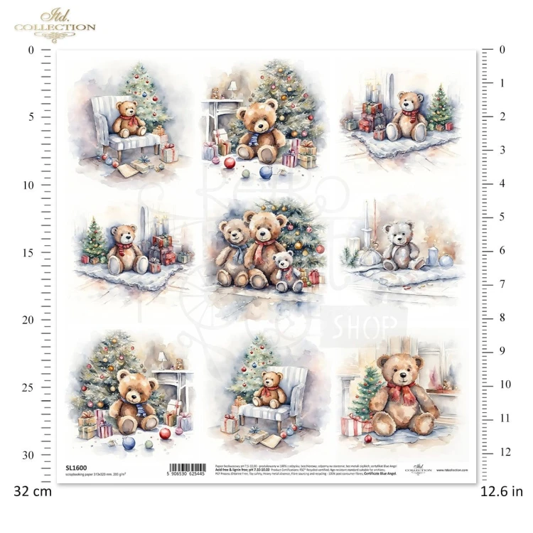 Papier do scrapbookingu 30x30 Misie SL1600 ITD Collection