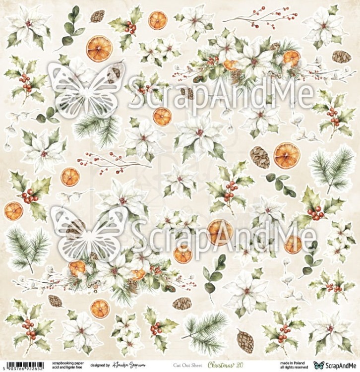 Papier 30x30 elementy do wycięcia Christmas 20 ScrapAndMe