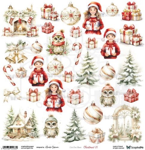 Papier 30x30 elementy do wycięcia Christmas 21 ScrapAndMe