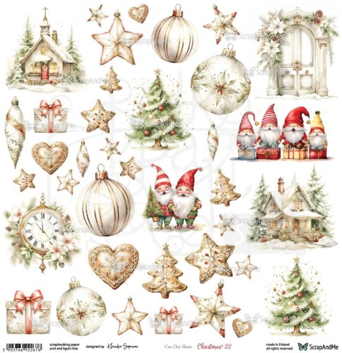 Papier 30x30 elementy do wycięcia Christmas 22 ScrapAndMe