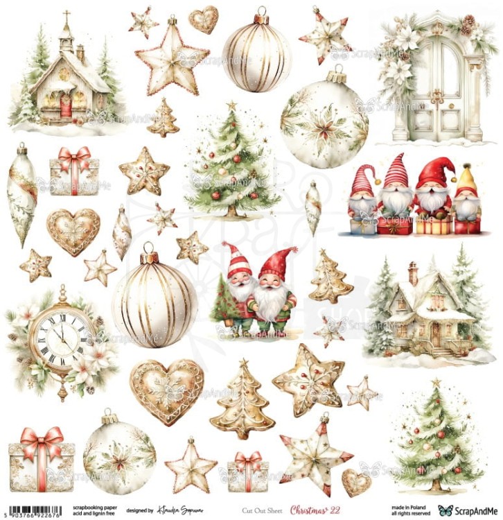 Papier 30x30 elementy do wycięcia Christmas 22 ScrapAndMe