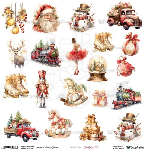 Papier 30x30 elementy do wycięcia Christmas 23 ScrapAndMe
