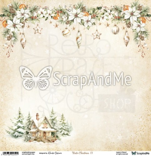 Papier do scrapbookingu 30x30 Rustic Christmas 01/02 ScrapAndMe