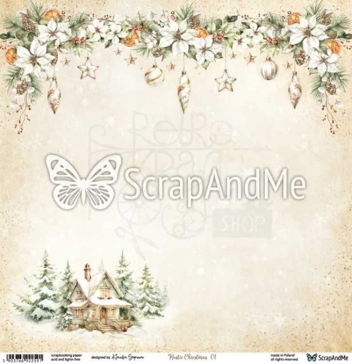 Papier do scrapbookingu 30x30 Rustic Christmas 01/02 ScrapAndMe