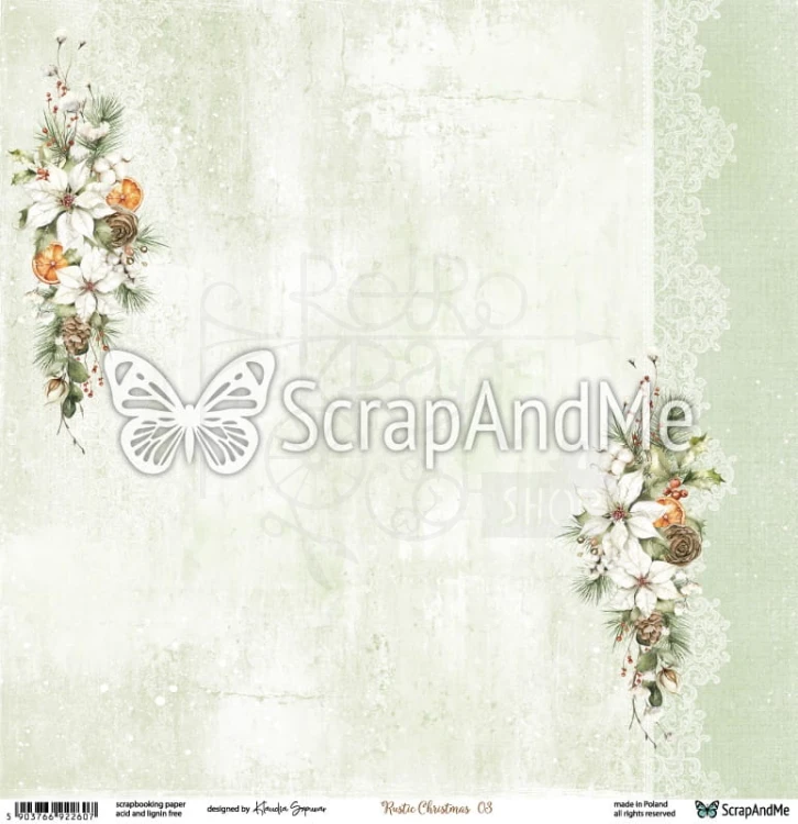 Papier do scrapbookingu 30x30 Rustic Christmas 03/04 ScrapAndMe