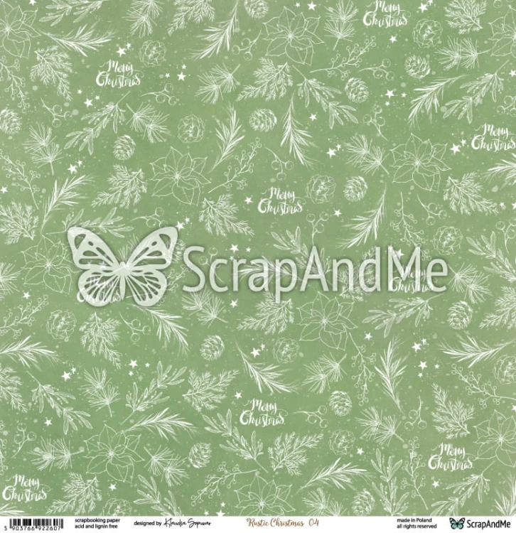 Papier do scrapbookingu 30x30 Rustic Christmas 03/04 ScrapAndMe
