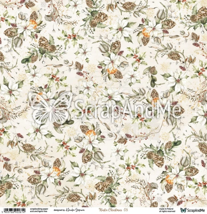 Papier do scrapbookingu 30x30 Rustic Christmas 05/06 ScrapAndMe