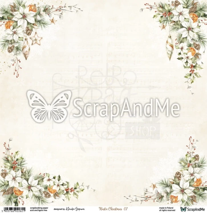 Papier do scrapbookingu 30x30 Rustic Christmas 07/08 ScrapAndMe