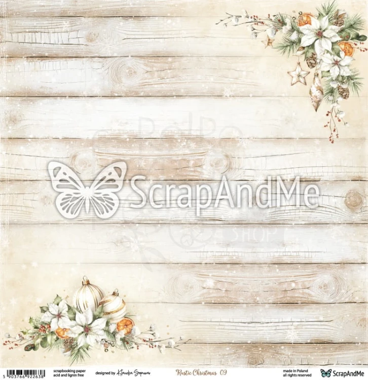 Papier do scrapbookingu 30x30 Rustic Christmas 09/10 ScrapAndMe