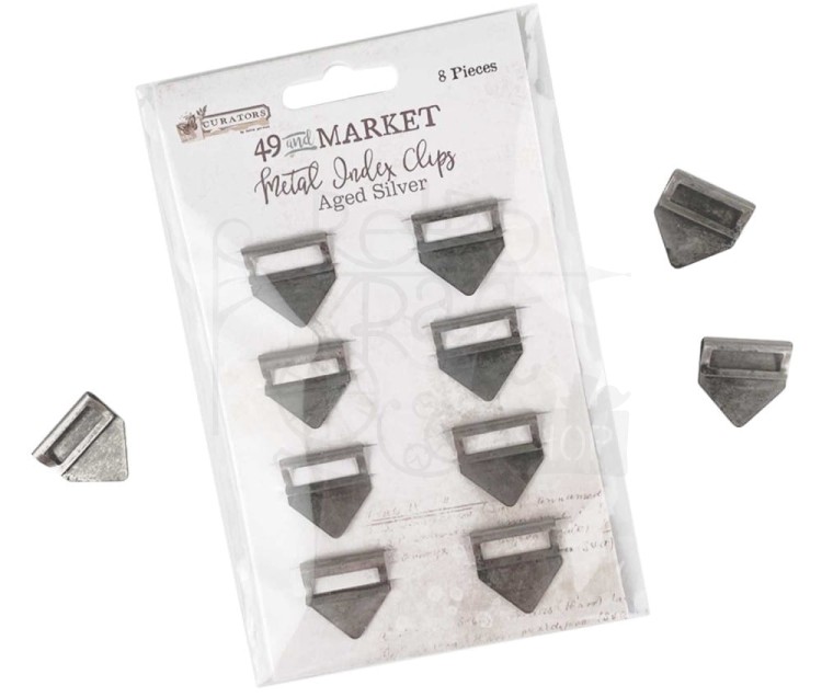 Ozdoby metalowe klipsy Curators Index Clips antyczne srebro 8szt VAE-35564 49 And Market