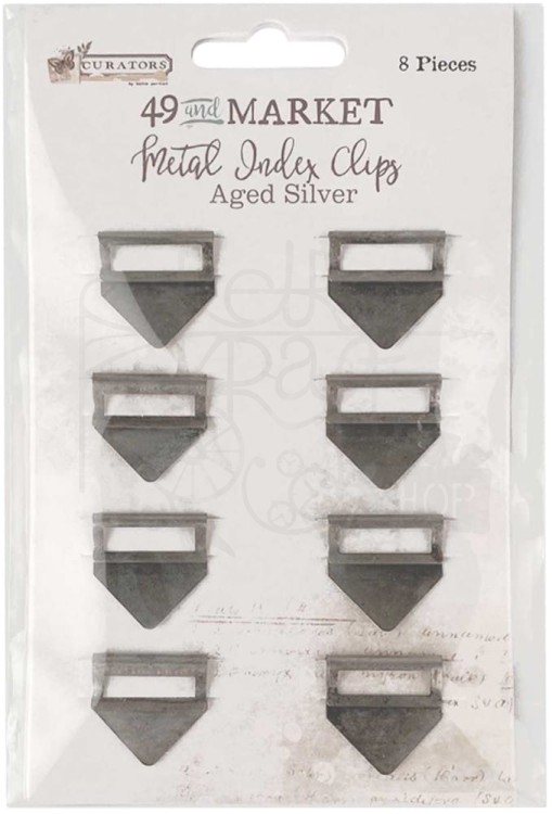 Ozdoby metalowe klipsy Curators Index Clips antyczne srebro 8szt VAE-35564 49 And Market