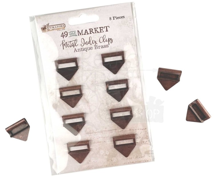 Ozdoby metalowe klipsy Curators Index Clips antyczny mosiądz 8szt VAE-35557 49 And Market