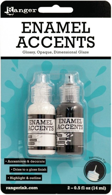 Konturówka Enamel Accents Black and White 2szt x 14ml GAC27355 Ranger