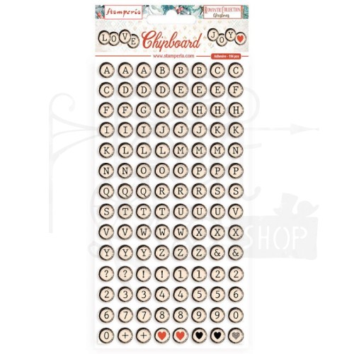 Ozdoby tekturowe samoprzylepne Chipboard Romantic Christmas Litery DFLCB43 Stamperia
