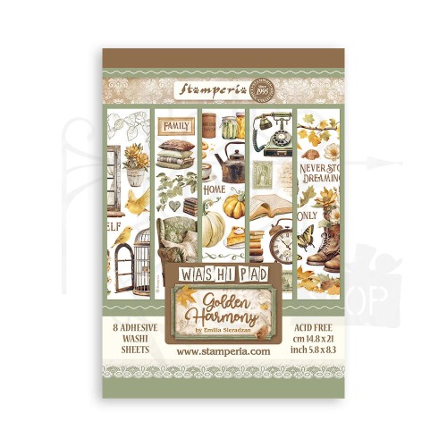 Papier washi A5 Golden Harmony 8 arkuszy SBW11 Stamperia
