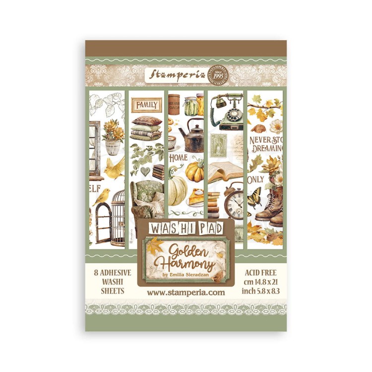 Papier washi A5 Golden Harmony 8 arkuszy SBW11 Stamperia