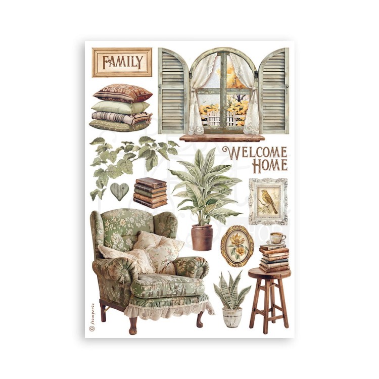 Papier washi A5 Golden Harmony 8 arkuszy SBW11 Stamperia